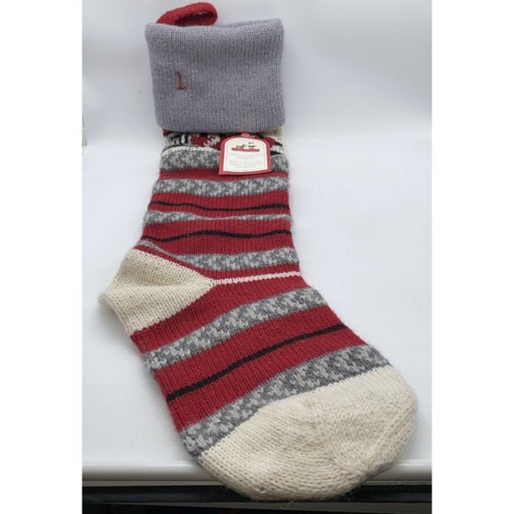 Pottery Barn Kids Train Natural Fair Isle Wool Stocking Monogramming Error 27 in - Picture 1 of 15